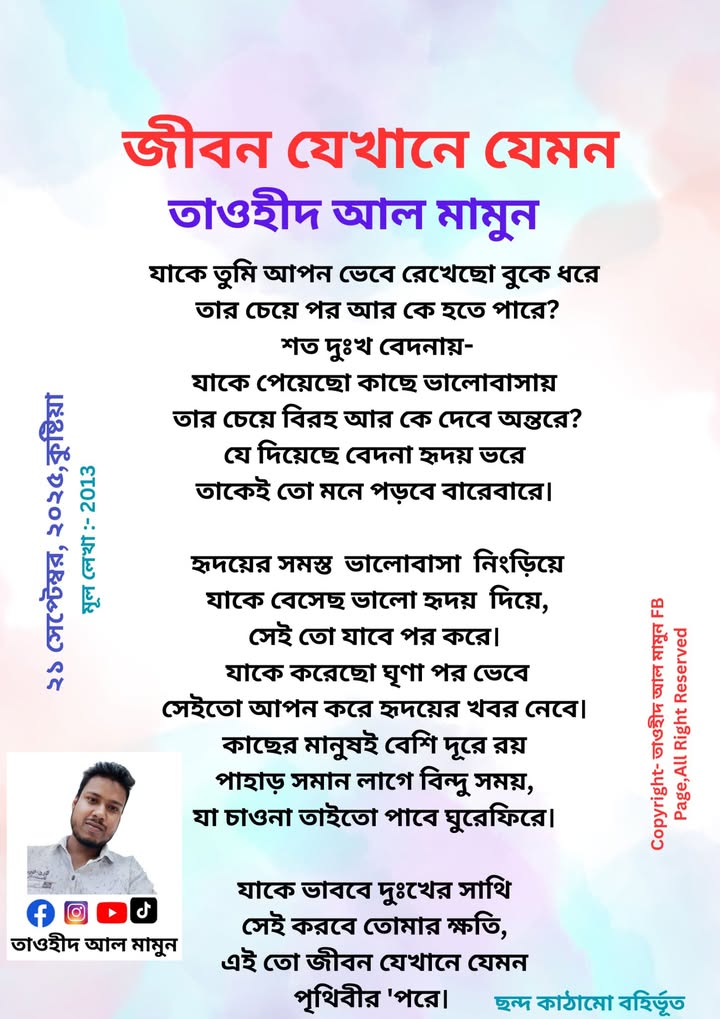 জীবন যেখানে যেমন -তাওহীদ আল মামুন